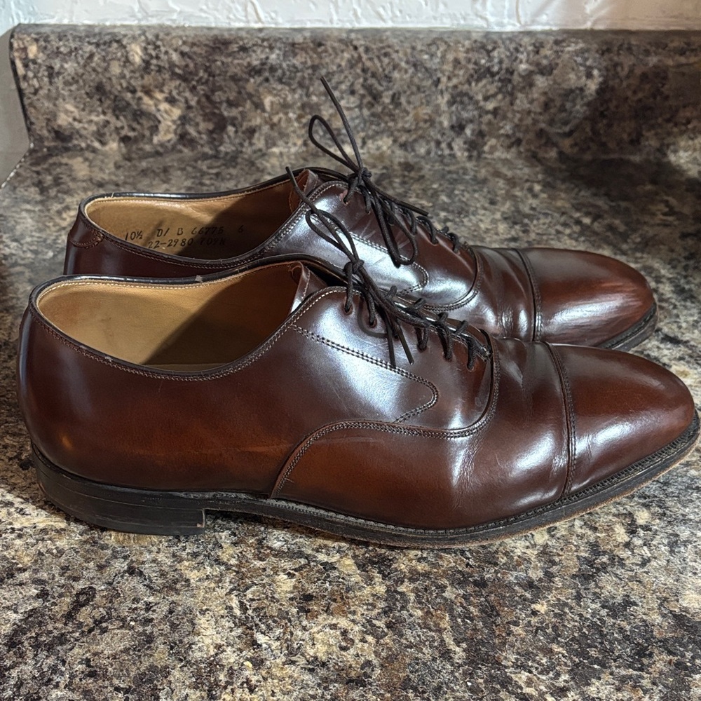 Johnston & Murphy Optima 10.5 Melton Cap Mahogany Brown Leather Oxford Shoes